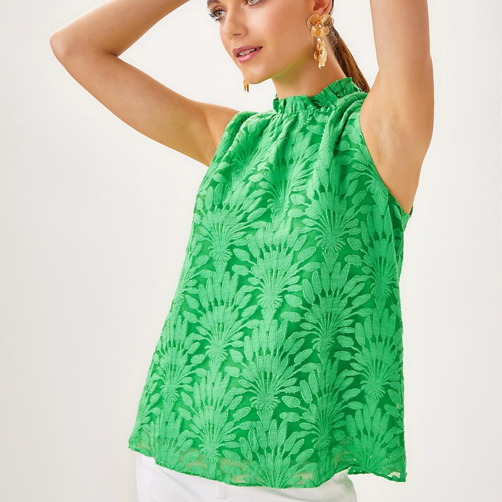 Lilly Pulitzer Tolya Top Fauna Green Size 10 NWT